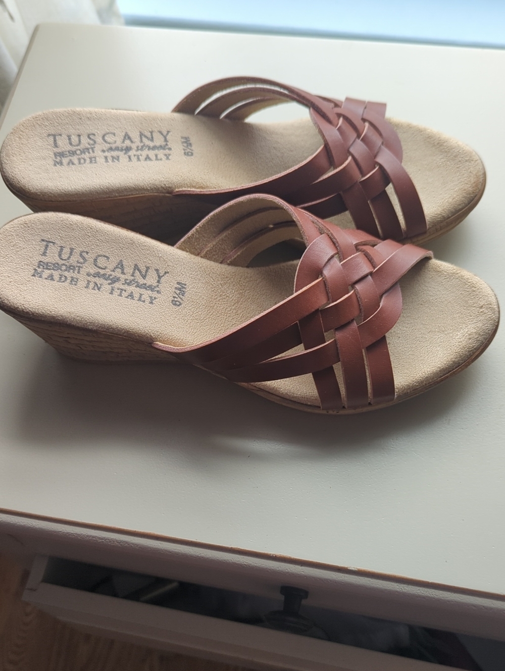 Tuscany Brown Leather Wedge Sandals